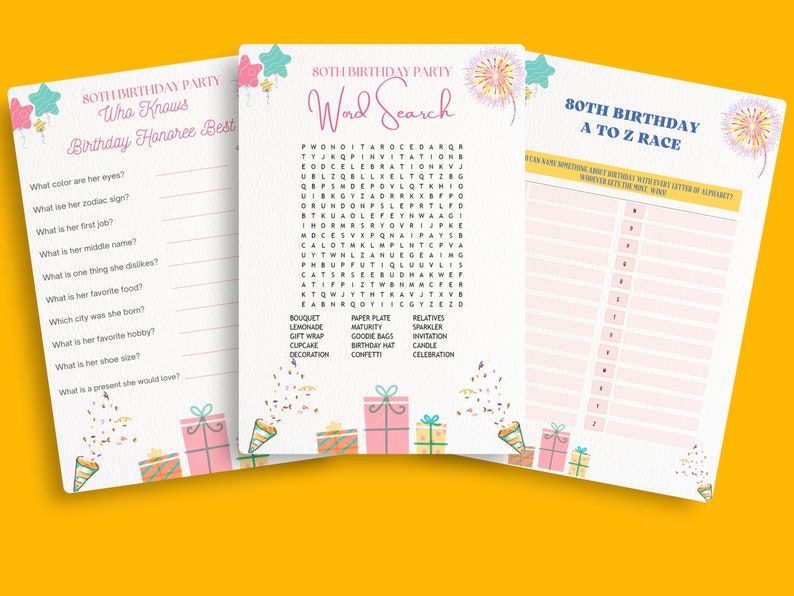 EDITABLE 80th Birthday Party Games MEGA BUNDLE for Her, fully Editable ...