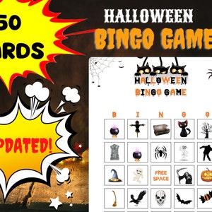 Halloween BINGO GAME (50 Different Bingo Cards), Halloween Party Game, Bingo Night