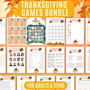 17 THANKSGIVING GAMES BUNDLE Adults and Teens! 17 Games Printable