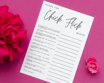 Chick Flick Game | Rom Com Guessing Game | Modern Bridal Shower Game | Bachelorette Party Game | Printable Bridal Shower Games