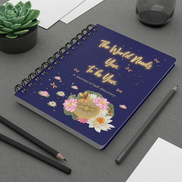 Self-Discovery Guided Journal - 30 Days of Prompts - Inspirational Wording "The World Needs You to Be You" - Spiral Bound Notebook