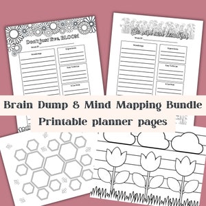 Flower Garden Themed Brain Dump & Mind Mapp Bundle - Malseite und Habit Tracker Inklusiv - Journal Malseiten - PDF Datei