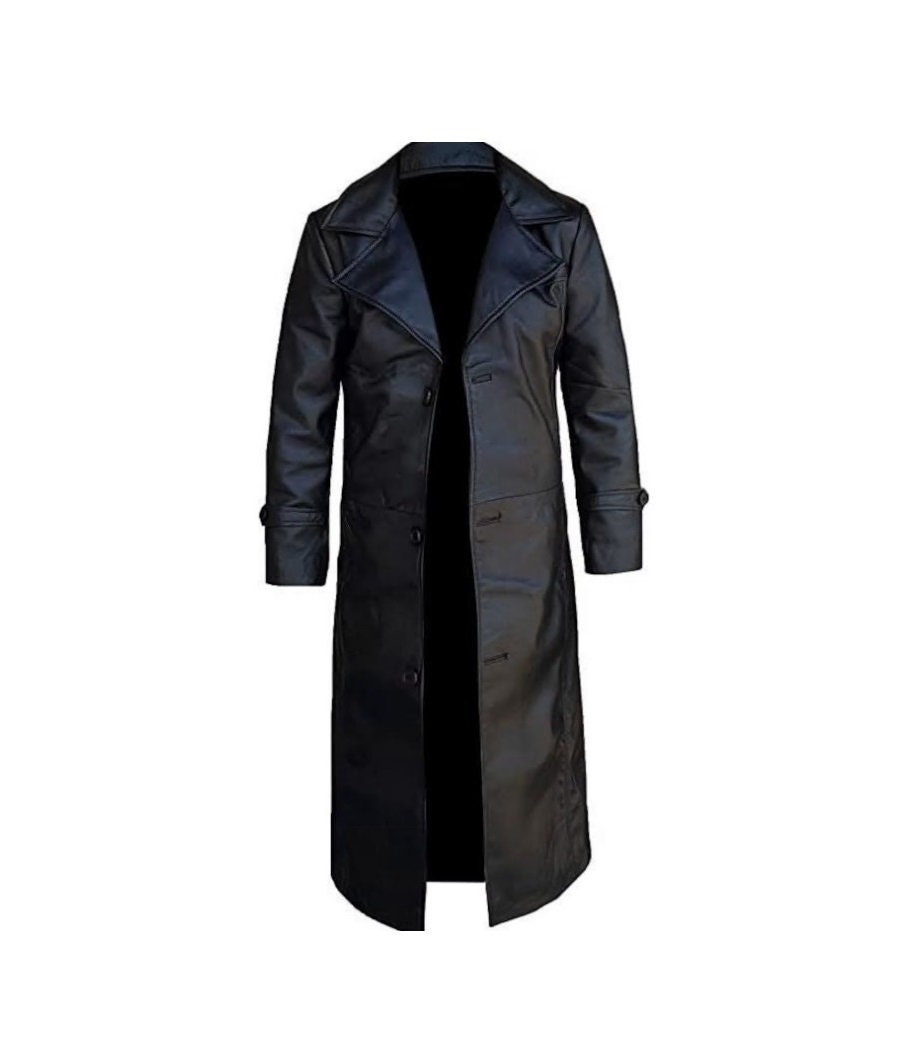 Mens Leather Full Length Trench Coat Leather Trench Coat - Etsy