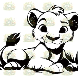 Modello Simba 3 Lion King, 4 file da scaricare, il file può essere facilmente ridotto di dimensioni, SVG, PNG, JPG + Zip