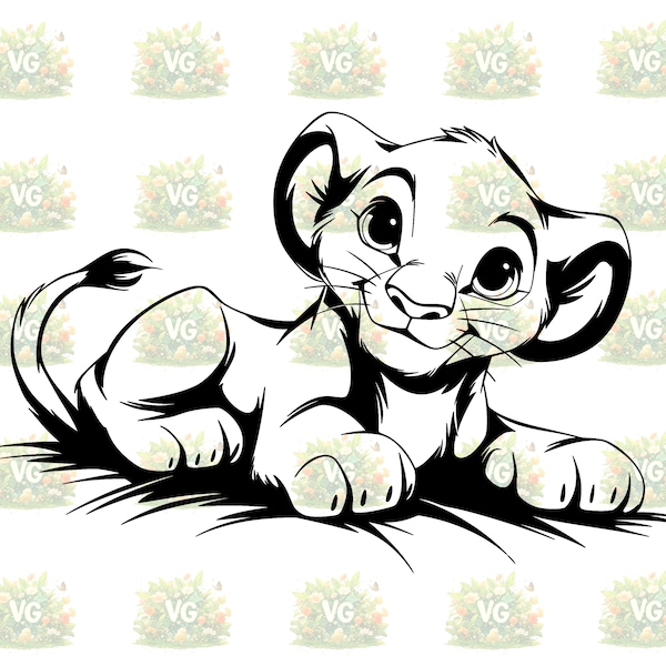 Simba König der Löwe Vorlage, 3 Dateien zum Downloaden, SVG, PNG, JPG + Zip