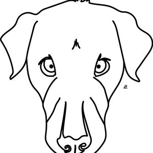 A melhor arte de linha de cachorro, Gentle Eye Dog, arte de parede digital, arte de linha minimalista