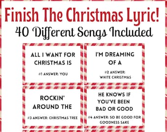 Printable Finish The Christmas Lyric | Christmas Day Activity | Christmas Games | Finish The Lyric | EASY Instant Download NOW!