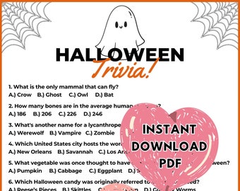 Printable Halloween Trivia | Halloween Party Activity | Halloween Party Games | Fun Halloween | EASY Instant Download NOW!