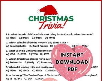 Printable Christmas Trivia | Christmas Day Activity | Holiday Game | Fun Christmas | EASY Instant Download NOW!