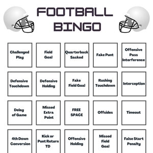 20 druckbare Fußball Bingo Karten | Super Bowl Party | Fußballparty | EINFACH Sofort Download JETZT