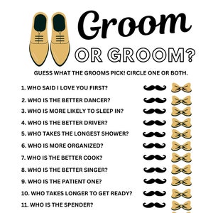 Printable Bridal Shower Game Groom or Groom Wedding Party - Etsy