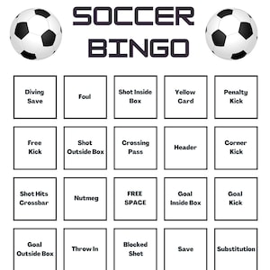 20 druckbare Fußball Bingo Karten