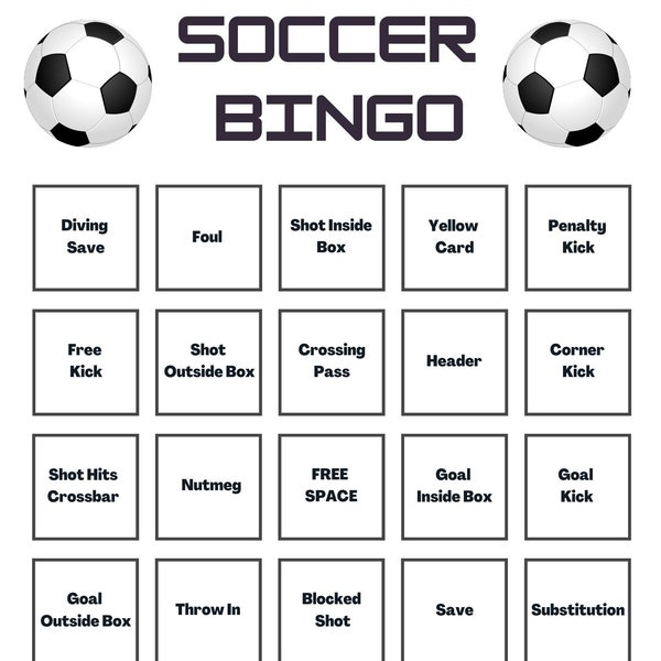 20 Printable Soccer Bingo Cards