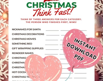 Christmas Think Fast Game: Holiday Party Activity (Digital Download)