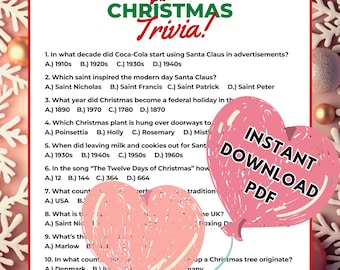 Christmas Trivia Game: Holiday Activity, Fun for Christmas Day (PDF Download)