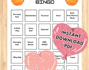 Basketball Bingo Cards: 20 Printable Basketball Party Games (Instant Download)
