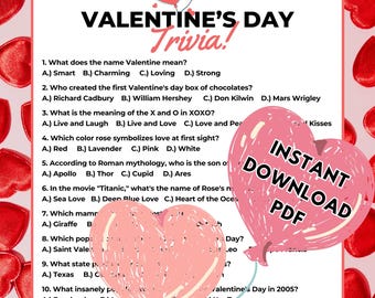 Valentine's Day Trivia Game: Printable Party Activity (Instant Download)