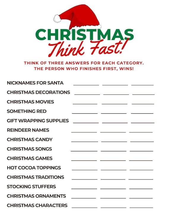 Printable cheap christmas games