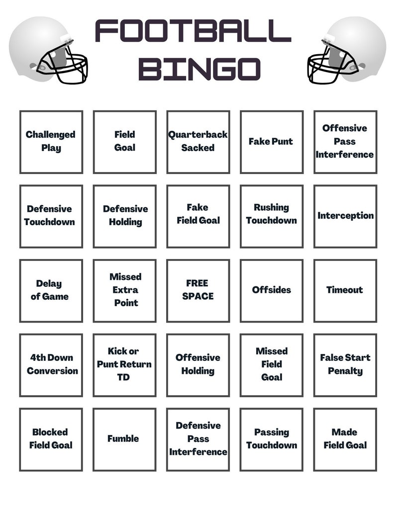 30 Printable Football Bingo Cards Super Bowl Party Football Party EASY Instant Download NOW Etsy 30 Printable Football Bingo Cards Super Bowl Party Football Party EASY Instant Download NOW Etsy