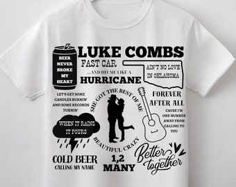 Luke Combs Digital Design / SVG / Cricut / Cut File / Sublimation / Silhouette / Songs Design/Hurricane/ Ain&#39;t No Love in Oklahoma/ Fast Car
