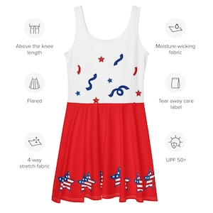 Patriotic Themed 4th of July Red, White, and Blue Skater Dress