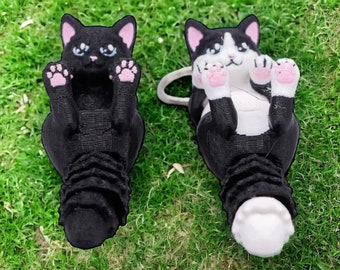 Realistic Cat Keychains 3D Printed Articulated Tuxedo