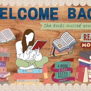 Digital Back-to-School Bulletin Board Kit: Book-Themed Delight for Teachers