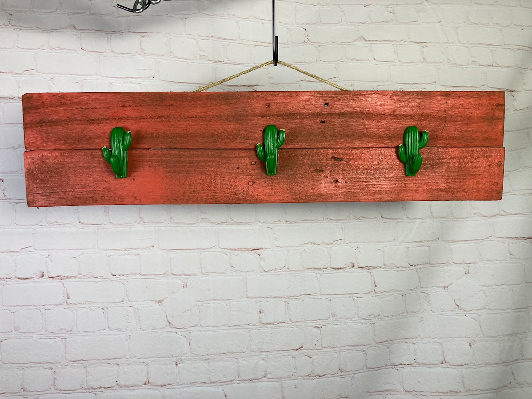 Modern Rustic Desert Cactus Cacti Coat Rack Wall Hanging Wall Decor ...