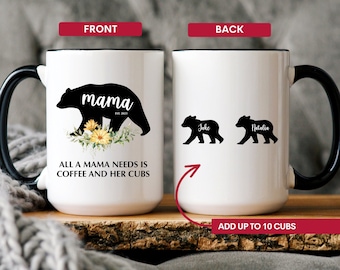 Mama Bear Mug Personalized, Mama Bear With Cubs Coffee Mug, Mama Bear Cup, Mama Bear Gifts, Mama Bear Gift For Mother's Day