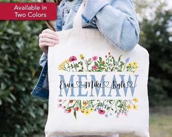 Memaw Tote Bag, Memaw Gift From Grandkids, Memaw Bag, Gift For Memaw, Memaw Bag Personalized, Memaw Christmas Gift From Grandkids