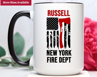 Personalized Firefighter Coffee Mug, Firefighter Gifts For Men, Fire Department Coffee Mug Cup, Firefighter Cup Mug, Custom Firefighter Mug