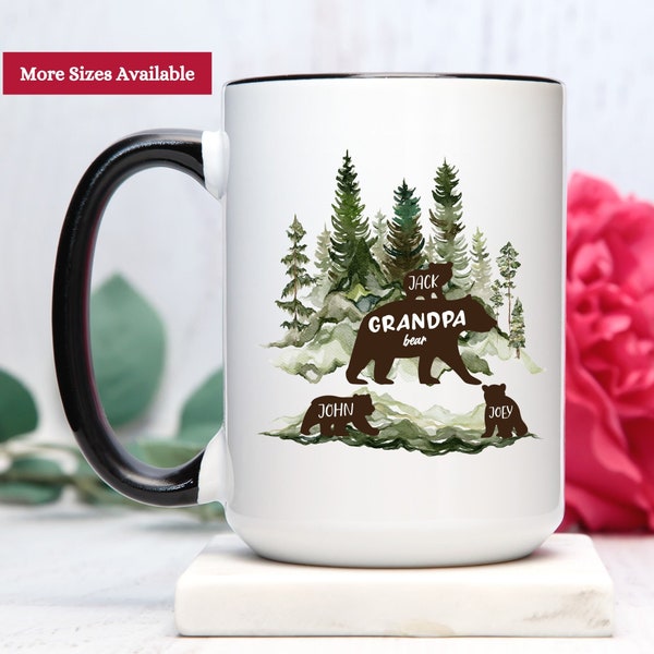 Grandpa Coffee Mug With Kids Names, Personalized Grandpa Coffee Cup, Grandpa Bear Cup, Grandpa Bear Mug, Grandpa Gift From Grandkids