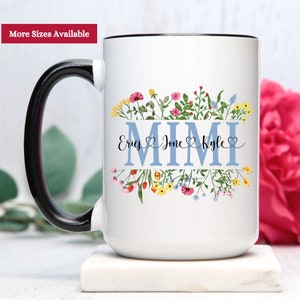 Mimi Mug Personalized, Mimi Gift, Mimi Gifts For Mother's Day, Mimi Cup, Custom Floral Mimi Coffee Mug