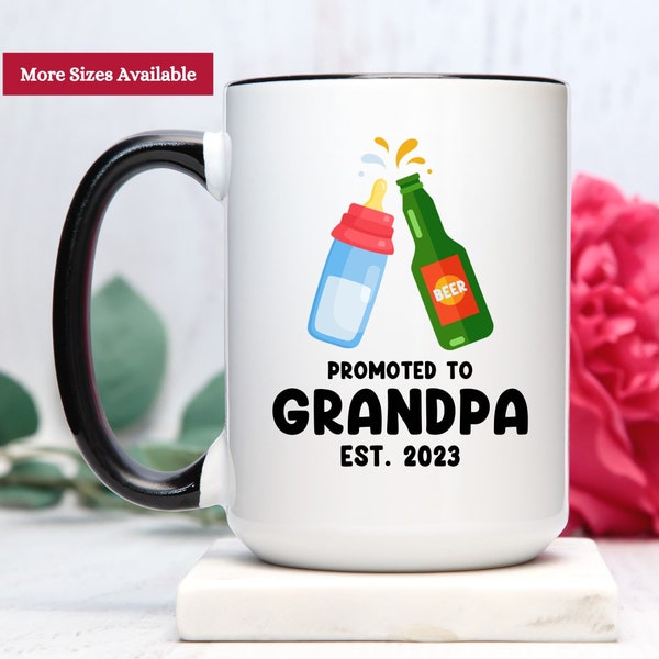 Personalized First Time Grandpa Coffee Mug, Promoted To Grandpa Coffee Cup, Grandpa Gifts For Men, Grandpa Pregnancy Announcement Mug