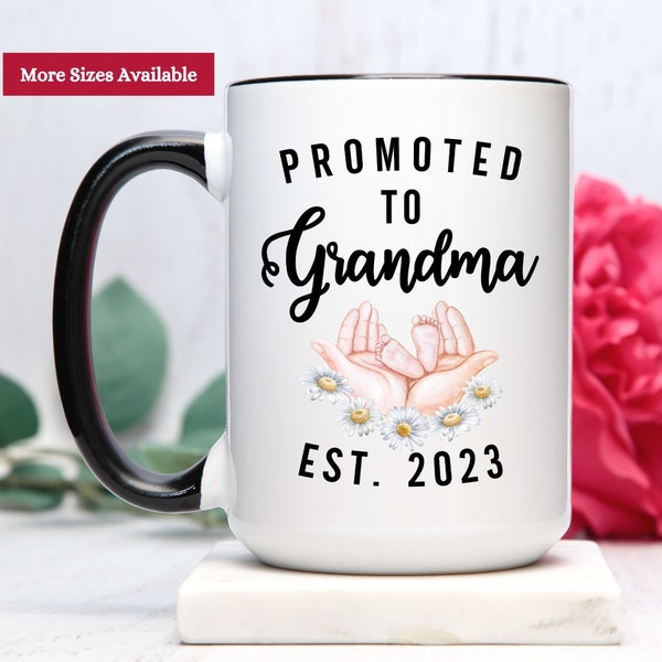 Promoted To Grandma Mug Personalized, New Grandma Gift, Grandma Pregnancy Announcement, New Grandma Mug, Grandma Est Mug