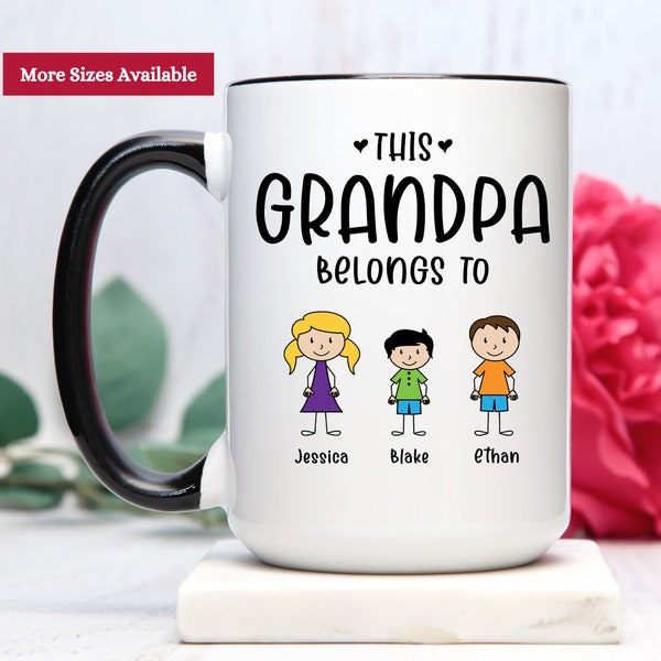 This Grandpa Belongs To Mug, Grandpa Mug Personalized, Grandpa Gift From Grandkids, Grandpa Mug With Grandkid's Names, Grandpa Cup