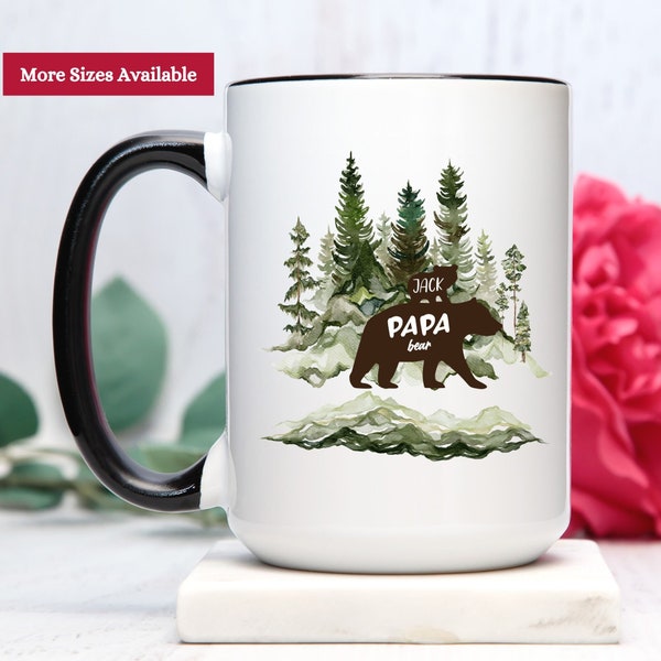 Personalized Papa Bear Coffee Mug, Papa Bear Cup, Papa Mug With Kids Names, Papa Gift With Kids Names, Papa Gift From Kids, Custom Papa Cup