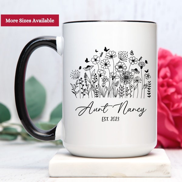 New Aunt Est Mug Personalized, New Aunt Coffee Mug, Aunt Pregnancy Announcement Gift Mug, New Aunt Cup, New Aunt Christmas Gift
