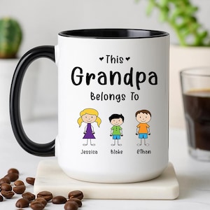 This Grandpa Belongs To Mug, Grandpa Mug Personalized, Grandpa Gift From Grandkids, Grandpa Mug With Grandkid&#39;s Names, Grandpa Cup