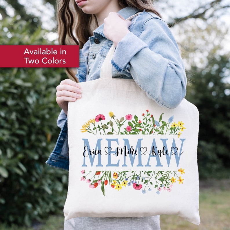 Memaw Tote Bag, Memaw Gift From Grandkids, Memaw Bag, Gift For Memaw, Memaw Bag Personalized, Memaw Christmas Gift From Grandkids image 1