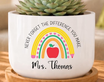 Personalized Teacher Gift, Teacher Plant Pot, End of School Year Gift For Teacher (OS-ANPP02)