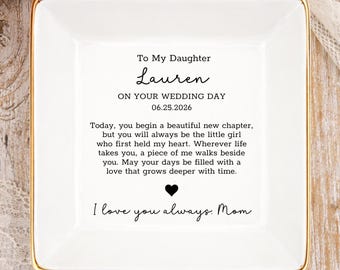 Personalized Daughter Wedding Gift, Custom Daughter Ring Dish, Wedding Day Gift For Daughter From Mom (OS-ANQQ01)