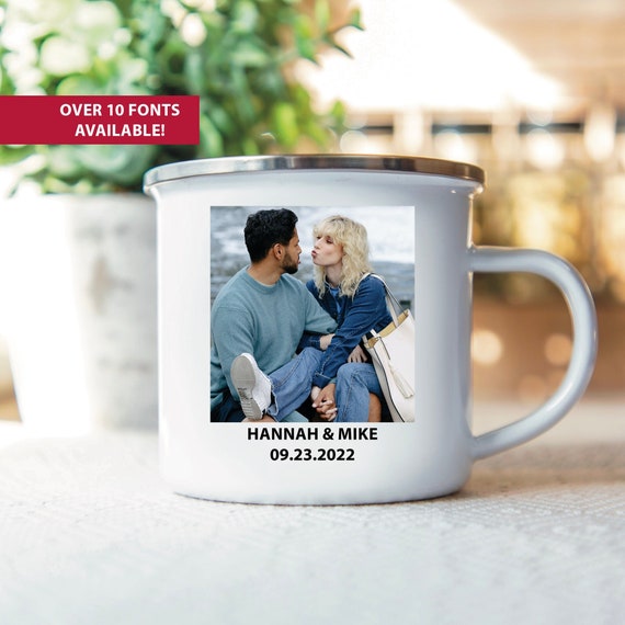 Personalized Photo Camping Mug,  Custom Enamel Camp Mug, Camping Lover Custom Mug, Mug For Campers