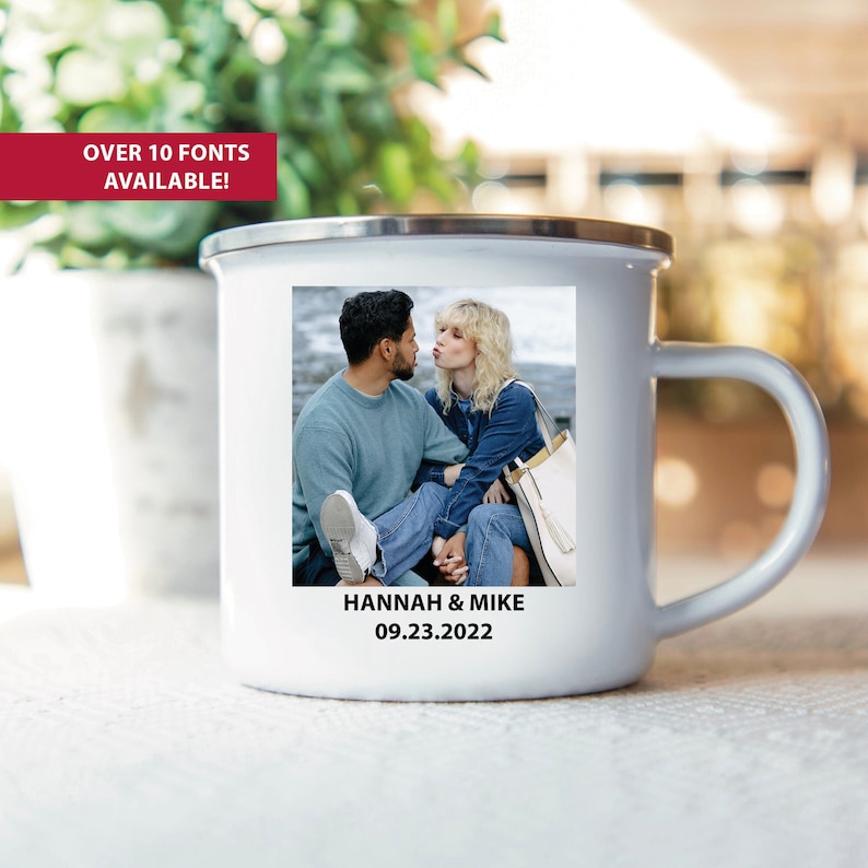 Personalized Photo Camping Mug, Custom Enamel Camp Mug, Camping Lover Custom Mug, Mug For Campers Bild 1