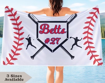 Baseball Towel, Gift Towel For Baseball Player, Personalized Baseball Towel, Custom Baseball Towel With Name And Number, Baseball Lover Gift