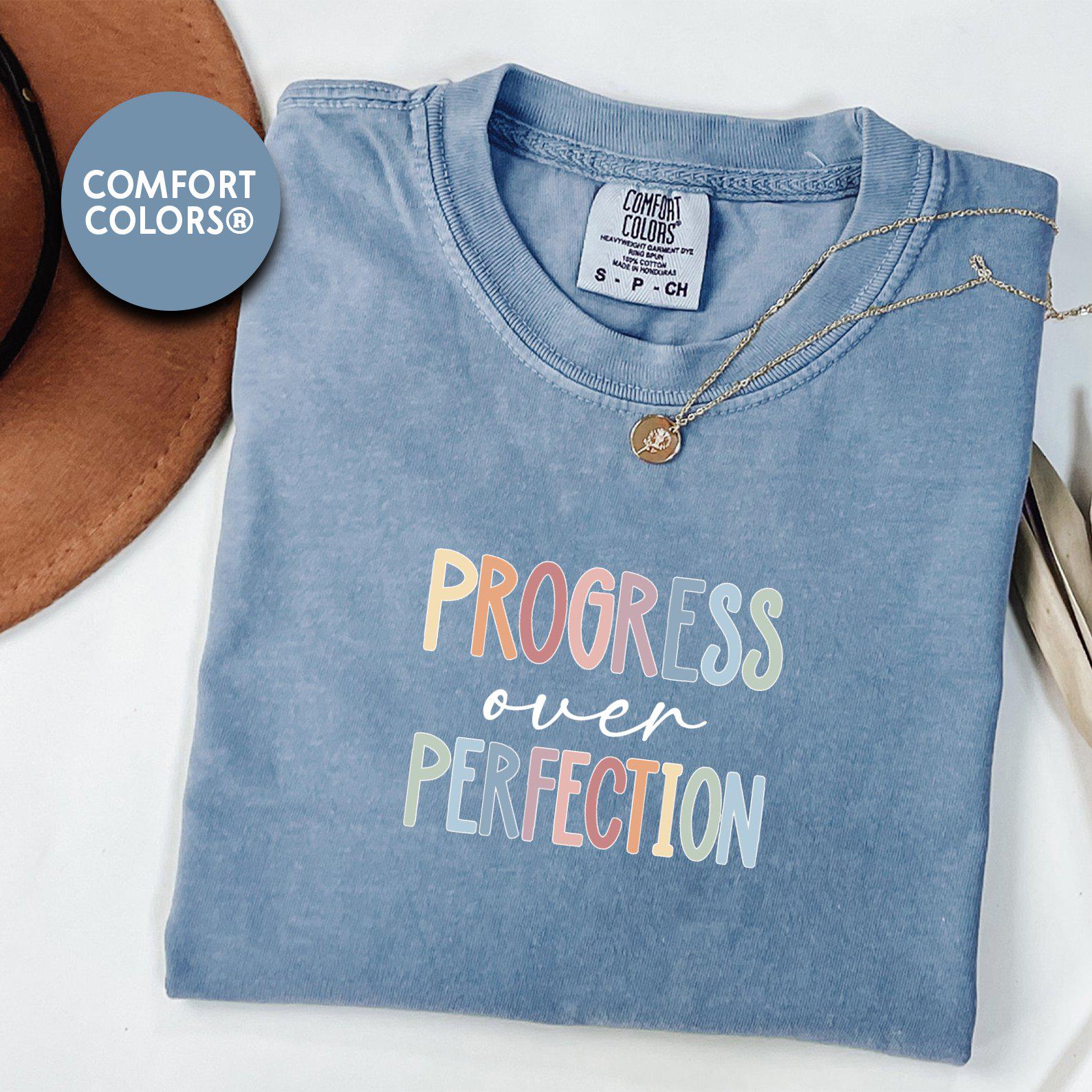 Progress Over Perfection Comfort Colors® Shirt, Teacher Shirts, Back to School Shirt, Teacher Gift, Teacher Appreciation Gift (OS-DNWH9456)