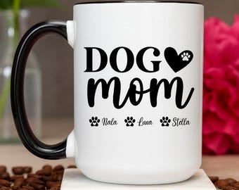 Personalized Dog Mom Coffee Mug: Custom Pet Name Gift