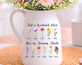 Personalized Abuela Gift, Custom Flower Vase Abuela, Birthday Gift for Abuela (OS-ANFV26E)