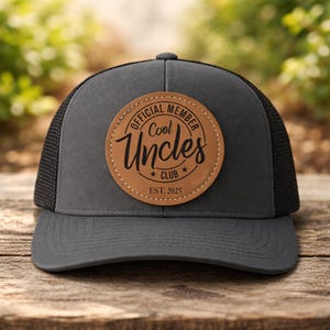 Official Uncle Trucker Hat Custom Est Year Leather Patch Hat New Uncle Announcement Gift Personalized Uncle Hat Fathers Day Uncle Hat