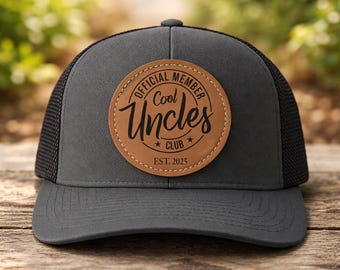 Official Uncle Trucker Hat Custom Est Year Leather Patch Hat New Uncle Announcement Gift Personalized Uncle Hat Fathers Day Uncle Hat